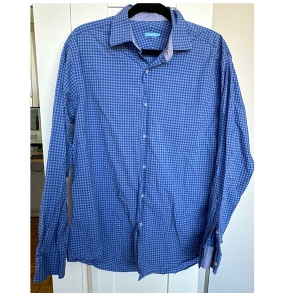J. McLaughlin Men's Club Classic Fit Shirt in Blue Gingham, Size M, EUC